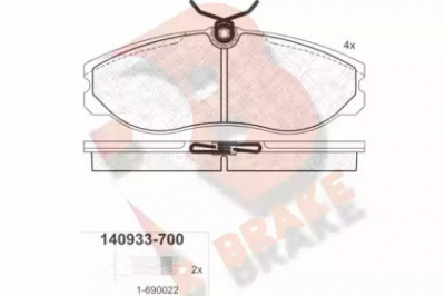 R BRAKE rb0933 -  Комплект тормозных колодок, дисковый тормоз